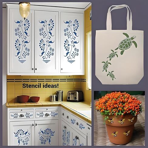 Damask Element 3 Stencil Template – 10 x 9 Reusable Mylar Design for Wall Art, Furniture, Crafts & DIY Projects – Durable & Washable – The Artful Stencil in Saudi Arabia