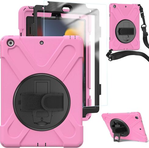 iPad 9.7 inch Case for iPad 6th Generation 2018/ iPad 5th Generation 2017/ iPad Air 2 2014/ iPad Pro 9.7 2016 for Kids Girls | Rugged Cute Cover with Handle&Strap for iPad 9.7" | Rainbow Pink in Saudi Arabia