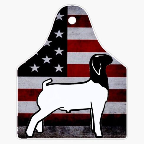 American Flag Ear Tag - Market Goat - Not For Resale Without Permission Sticker Bumper Sticker Vinyl Decal 5" in Saudi Arabia