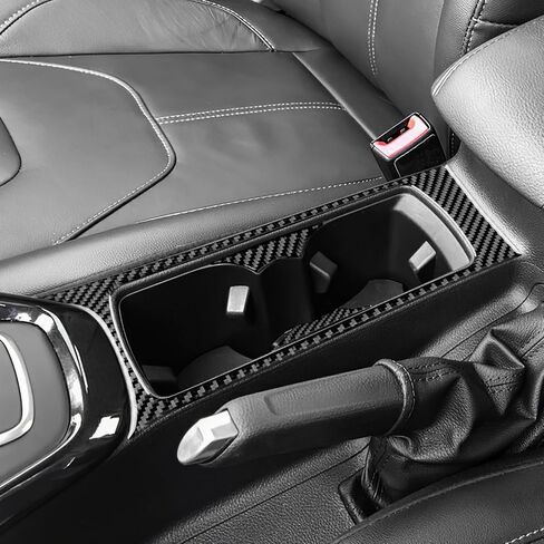 ملصق حامل أكواب لعتاد السيارة من ألياف الكربون الحقيقية، يغطي لسيارة Ford Focus SE (2015-2018)، ملصق داخلي لملحقات السيارة، أحمر in Kuwait