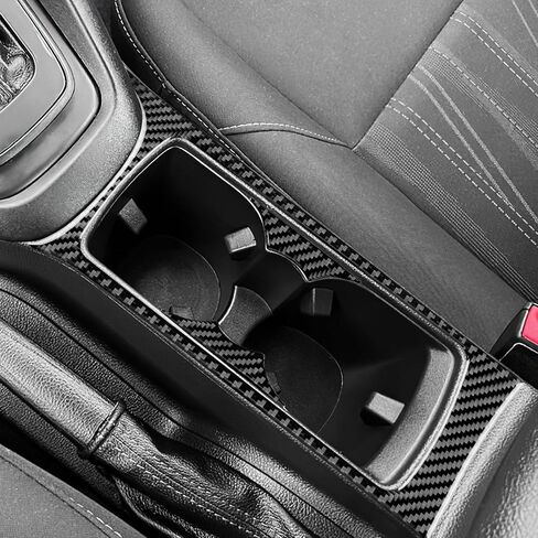 ملصق حامل أكواب لعتاد السيارة من ألياف الكربون الحقيقية، يغطي لسيارة Ford Focus SE (2015-2018)، ملصق داخلي لملحقات السيارة، أحمر in Kuwait