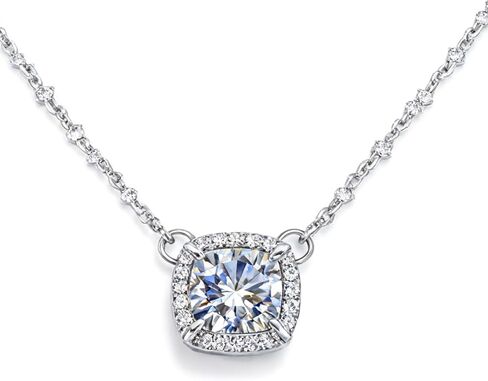 Moissanite Pendant Necklace 1CT 925 Sterling Silver D Color Ideal Cut Diamond Necklace for Women with Certificate of Authenticity in Saudi Arabia