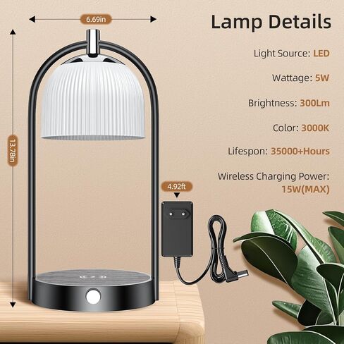 Koopala 15W Wireless Charging Bedside LED Table Lamps Set of 2, Modern Small Nightstand Lights with Type-C&USB-Port, Dimmable Night Desk Lamp for Reading Bedroom Dinner Living Room Home Office-Black in Saudi Arabia