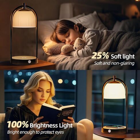 Koopala 15W Wireless Charging Bedside LED Table Lamps Set of 2, Modern Small Nightstand Lights with Type-C&USB-Port, Dimmable Night Desk Lamp for Reading Bedroom Dinner Living Room Home Office-Black in Saudi Arabia
