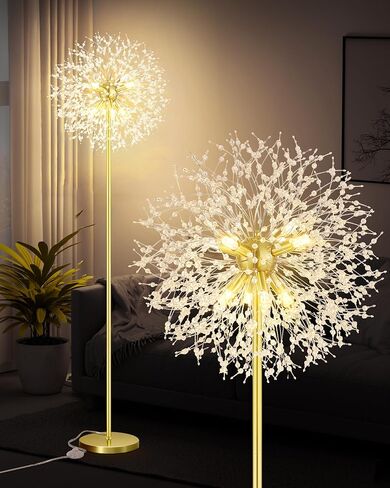 Crystal Floor Lamp for Living Room, Standing Lamp with On/Off Foot Switch, Mid Century Gold Floor Lighting with 576 PCS K9 Crystals, 69'' Metal Lamp for Bedroom Office Home Decor (Gold/6) in Saudi Arabia