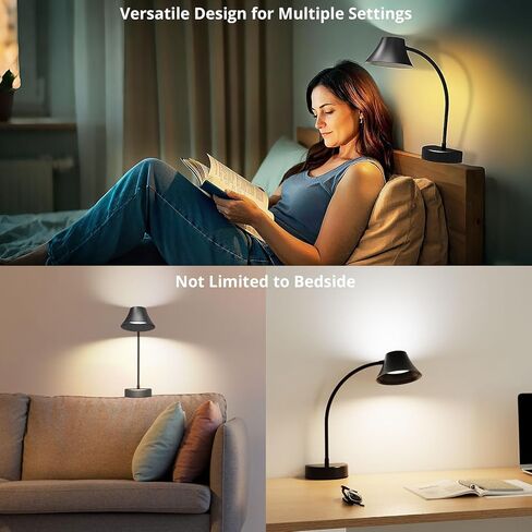TONYFUL Bed Reading Light, Eye Care Headboard Lamp, No Drilling Headboard Light, 5 Color Temperatures & 10 Brightness Bed Lamp, Flexible Gooseneck, Top Ambient Lighting Bedside Lamp(Black) in Saudi Arabia