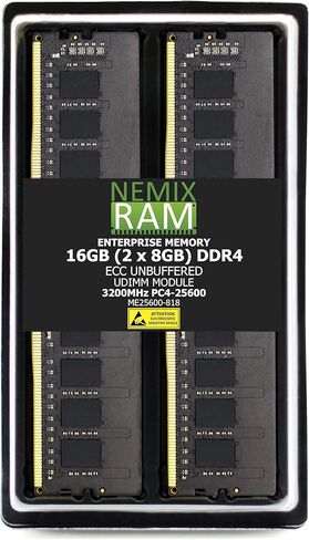 NEMIX RAM 128GB (4X32GB) DDR4 3200MHZ PC4-25600 2Rx8 1.2V 288-PIN ECC Unbuffered UDIMM KIT Compatible with Dell PowerEdge R350 Rack Server in Saudi Arabia