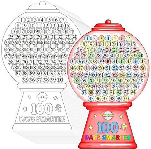 Sereliy 36 PCS 100th Day of Smarter Large Coloring Posters Paper DIY Gumball Machine Happy 100 Days Crafts Stickers for Supplies Activities (Bubble) in Saudi Arabia