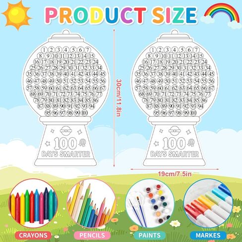 Sereliy 36 PCS 100th Day of Smarter Large Coloring Posters Paper DIY Gumball Machine Happy 100 Days Crafts Stickers for Supplies Activities (Bubble) in Saudi Arabia
