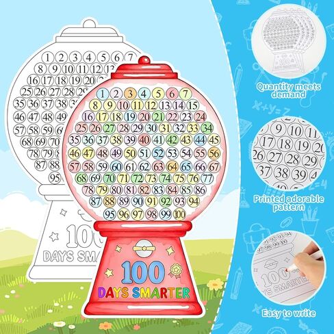 Sereliy 36 PCS 100th Day of Smarter Large Coloring Posters Paper DIY Gumball Machine Happy 100 Days Crafts Stickers for Supplies Activities (Bubble) in Saudi Arabia