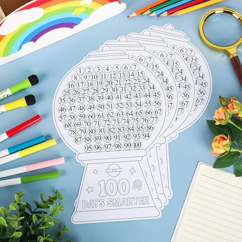 Sereliy 36 PCS 100th Day of Smarter Large Coloring Posters Paper DIY Gumball Machine Happy 100 Days Crafts Stickers for Supplies Activities (Bubble) in Saudi Arabia