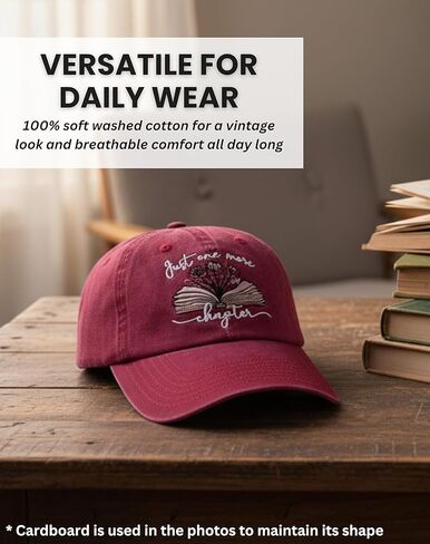 InnoBeta Book Lover Gifts Cap for Women - Adjustable Vintage Washed Cotton Embroidered Hat - Reading Gifts for Book Worm, Librarians, Readers in Saudi Arabia