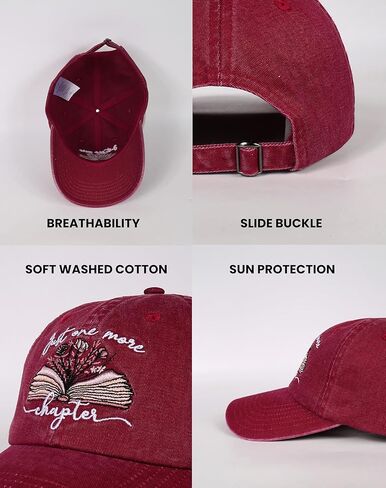 InnoBeta Book Lover Gifts Cap for Women - Adjustable Vintage Washed Cotton Embroidered Hat - Reading Gifts for Book Worm, Librarians, Readers in Saudi Arabia