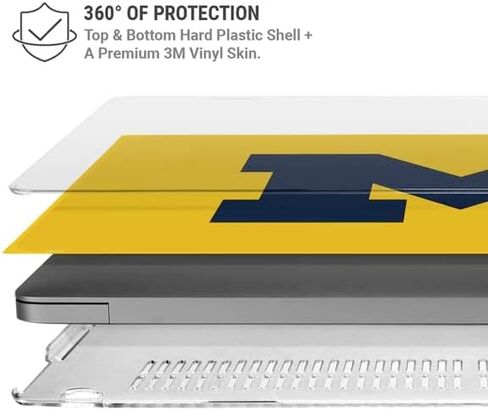 حافظة Skinit + غلاف متوافق مع جهاز MacBook Pro 14in (2021) - تصميم أصفر بشعار Michigan M مرخص رسميًا in Saudi Arabia