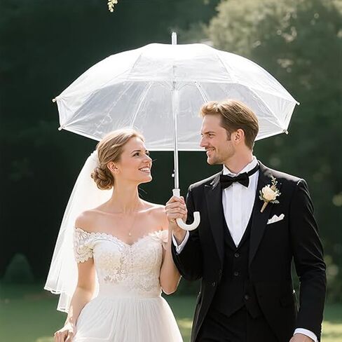 Clear Bubble Dome Wedding Umbrella Large Canopy Transparent Coverage Clear Travel Stick Umbrellas for Rain Adult Women,Umbrella-Automatic Open Grip Handle Perfect for Weddings Concert in Saudi Arabia