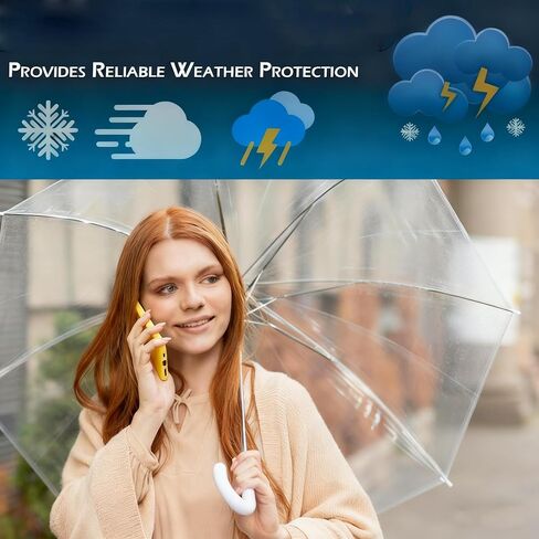 Clear Bubble Dome Wedding Umbrella Large Canopy Transparent Coverage Clear Travel Stick Umbrellas for Rain Adult Women,Umbrella-Automatic Open Grip Handle Perfect for Weddings Concert in Saudi Arabia