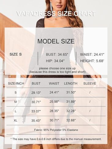 فستان نسائي مثير بترتر لامع وأكمام طويلة ورقبة مربعة وحفلات الكوكتيل المسائية in Kuwait