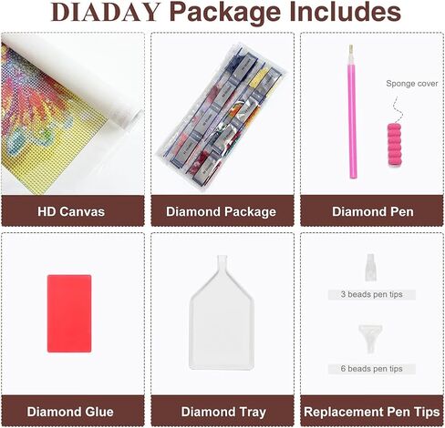 DIADAY الحصان الماس مجموعات الفن للبالغين، مجموعات اللوحة الماس 5D الحفر الكامل جولة جوهرة للمبتدئين، DIY النقاط ديكور جدار المنزل هدية 12 × 12 بوصة in Saudi Arabia