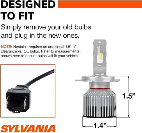 SYLVANIA 9003 LED - مصابيح الضباب للسيارات والشاحنات - المصابيح الأمامية للرياضات على الطرق الوعرة - ضوء LED أبيض بارد 6000 كيلو - مصابيح طويلة الأمد - بدون قطبية - ترقية DIY in Saudi Arabia