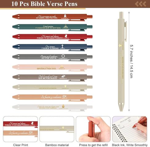Kosiz 10 Set Spanish Christian Gifts Prayer Journal Bible Verse Notebooks Ballpoint Pen Christians in Spanish Fathers Day Bible Study Notebooks Bulk Gifts for Church Supplies Women Men(Joyous Color) in Kuwait