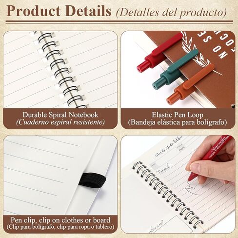 Kosiz 10 Set Spanish Christian Gifts Prayer Journal Bible Verse Notebooks Ballpoint Pen Christians in Spanish Fathers Day Bible Study Notebooks Bulk Gifts for Church Supplies Women Men(Joyous Color) in Kuwait