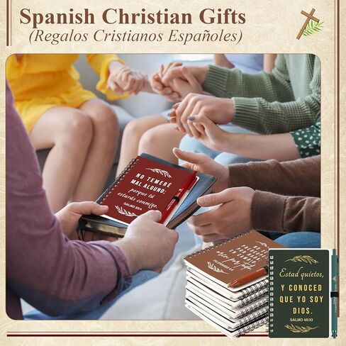 Kosiz 10 Set Spanish Christian Gifts Prayer Journal Bible Verse Notebooks Ballpoint Pen Christians in Spanish Fathers Day Bible Study Notebooks Bulk Gifts for Church Supplies Women Men(Joyous Color) in Kuwait