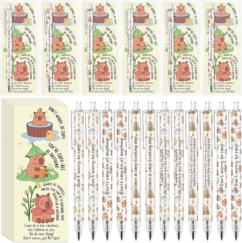 48 Sets Capybara Party Favors Bulk 0.5mm Cute Capybara Mechanical Pencils with Bookmarks Cartoon Retractable Pencils Employee Appreciation Gifts for Coworkers Teachers Office Staff Valentines Gifts in Saudi Arabia