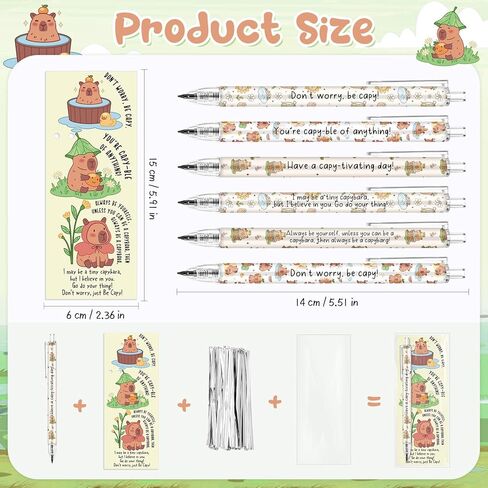 48 Sets Capybara Party Favors Bulk 0.5mm Cute Capybara Mechanical Pencils with Bookmarks Cartoon Retractable Pencils Employee Appreciation Gifts for Coworkers Teachers Office Staff Valentines Gifts in Saudi Arabia
