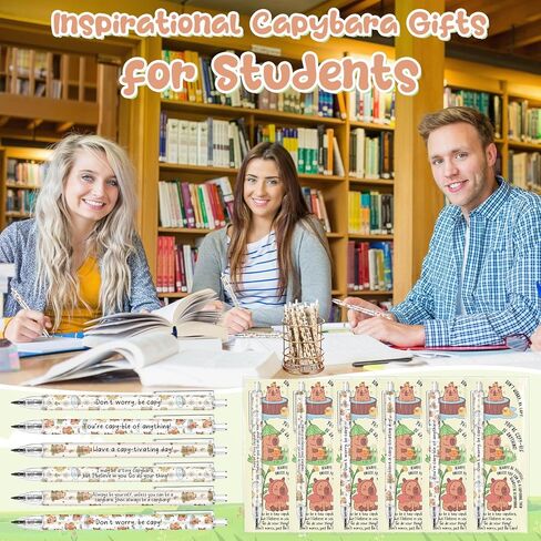 48 Sets Capybara Party Favors Bulk 0.5mm Cute Capybara Mechanical Pencils with Bookmarks Cartoon Retractable Pencils Employee Appreciation Gifts for Coworkers Teachers Office Staff Valentines Gifts in Saudi Arabia