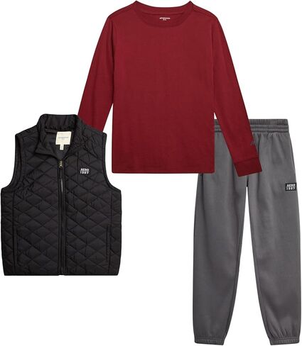 AEROPOSTALE Boys' Sweatsuit Set - 3 Piece Zip Up Hoodie, Puffer Vest and Jogger Sweatpants - Boys' Activewear Set (4-12) in Kuwait