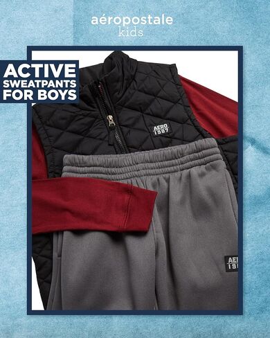 AEROPOSTALE Boys' Sweatsuit Set - 3 Piece Zip Up Hoodie, Puffer Vest and Jogger Sweatpants - Boys' Activewear Set (4-12) in Kuwait