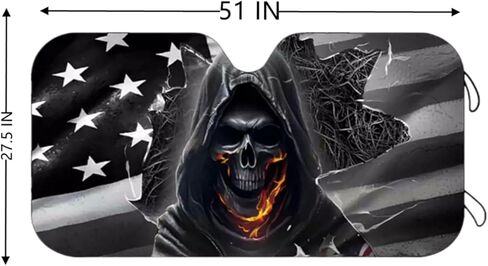 Car Windshield Sun Shade - 51x27.5 in Funny Sun Shades Front Windshield for Car Truck SUV, Foldable American Eagle Flag Sunshade with 4 Suction Cups in Kuwait