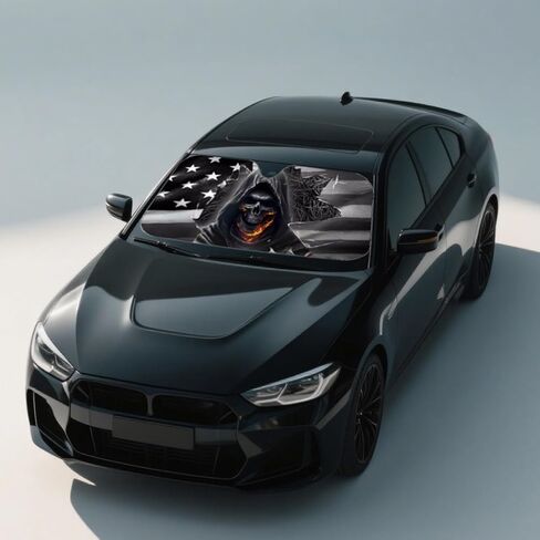 Car Windshield Sun Shade - 51x27.5 in Funny Sun Shades Front Windshield for Car Truck SUV, Foldable American Eagle Flag Sunshade with 4 Suction Cups in Kuwait