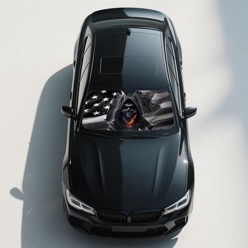 Car Windshield Sun Shade - 51x27.5 in Funny Sun Shades Front Windshield for Car Truck SUV, Foldable American Eagle Flag Sunshade with 4 Suction Cups in Kuwait