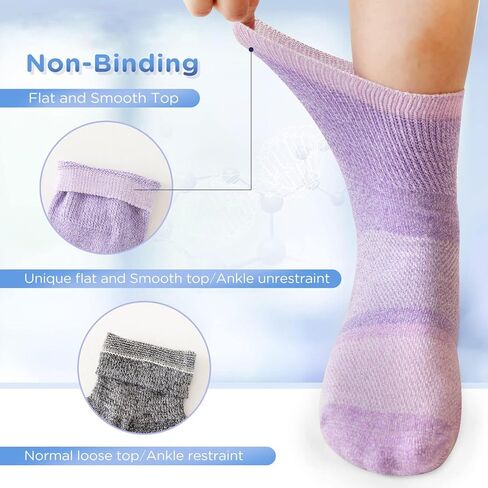Bulinlulu Bamboo Viscose Diabetic Socks for Women&Men,6 Pairs Non Binding Diabetic Ankle Socks,Wide Socks Size 6-9 9-11 in Kuwait
