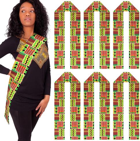 African Kente Stole African Print Sash African Kente Scarf Graduation Black History Kwanzaa Gifts for Adults in Kuwait