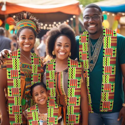 African Kente Stole African Print Sash African Kente Scarf Graduation Black History Kwanzaa Gifts for Adults in Kuwait