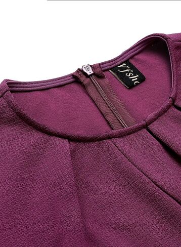 VFSHOW Womens Pleated Crew Neck Peplum Work Business Office Bodycon Pencil Sheath Dress in Kuwait