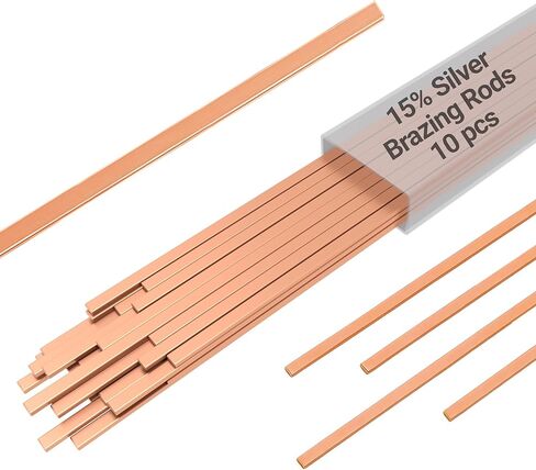 15% Silver Brazing Rods AWS BCuP-5 20 Sticks Silver Solder Phos Copper Brazing Alloys Flat Welding Rods 0.050"x1/8"x10" for Air Conditioning, Refrigerator, Cold Storage, and HVAC Units in Kuwait