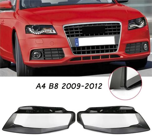 غطاء عدسة المصباح الأمامي الأيسر/الأيمن متوافق مع A4 A4L B8 2009-2012 عاكس الضوء الشفاف غطاء كشافات السيارة الشفافة (الجانب الأيسر) in Kuwait