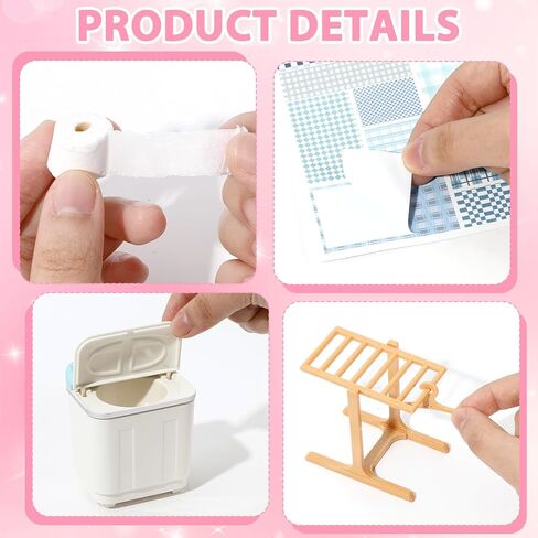 28Pcs Mini Dollhouse Furniture Accessories Miniature Laundry Playset Including Washing Machine, Ironing Board Iron, DIY Dollhouse Miniature Set for Birthday Gift for Toddler, Boys, Girls in Saudi Arabia