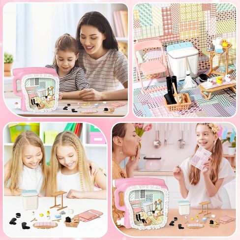 28Pcs Mini Dollhouse Furniture Accessories Miniature Laundry Playset Including Washing Machine, Ironing Board Iron, DIY Dollhouse Miniature Set for Birthday Gift for Toddler, Boys, Girls in Saudi Arabia
