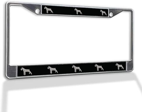 Fastasticdeals إدراج المعادن إطار لوحة الترخيص Schnauzer الأبيض مانعة لتسرب الماء اكسسوارات السيارات الأسود 2 ثقوب إدراج الصلبة in Saudi Arabia