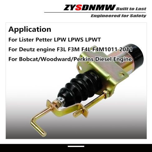 366-07197 12VDC 1502 سلسلة الوقود إيقاف الملف اللولبي مناسب لـ Lister Petter LPW LPWS LPWT Bobcat/Woodward/Perkins محرك الديزل إيقاف الملف اللولبي استبدال SA-3405T in Kuwait