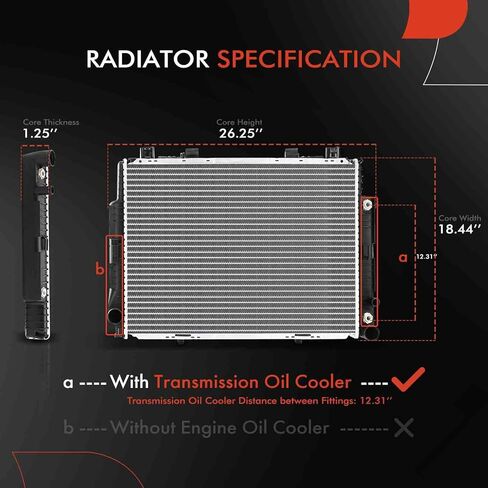 مجموعة مشعاع تبريد المحرك الممتاز مع مبرد زيت ناقل الحركة متوافق مع مرسيدس بنز CL500 98-99، S420 S500 94-99، 400SE 1992، 400SEL 500SEC 1993، 500SEL 92-93، ناقل حركة أوتوماتيكي in Kuwait