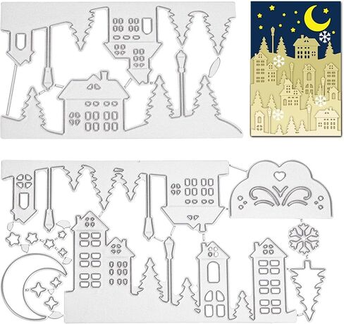 2pcs Metal Christmas Winter House Cutting Dies Stencils for DIY Scrapbooking Album Decorative Wedding Invitation Card Making in Saudi Arabia
