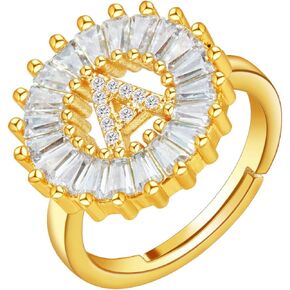 Initial Letter Knuckle Ring Charm A-Z Alphabet Adjustable Open Rings for Women Girls