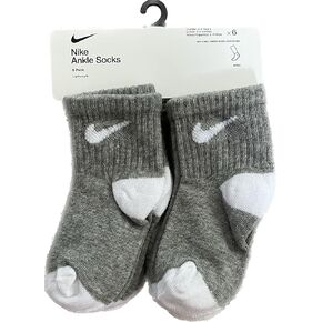 Nike mens 6 PACK ANKLE LIGHTWEIGHT SOCKS, Grey, 3-4.5
