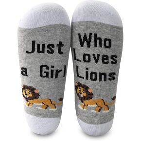 JNIAP 2 Pairs Lions Women Socks Lions Lover Gift Just a Girl Who Loves Lions Socks Lions Animal Gift (2 Pairs Lions Socks)