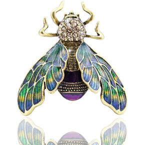 Natural Insect Animal Enamel Brooches Bee Bumble Bee Spider Alloy Pins Vintage Jewelry for Women